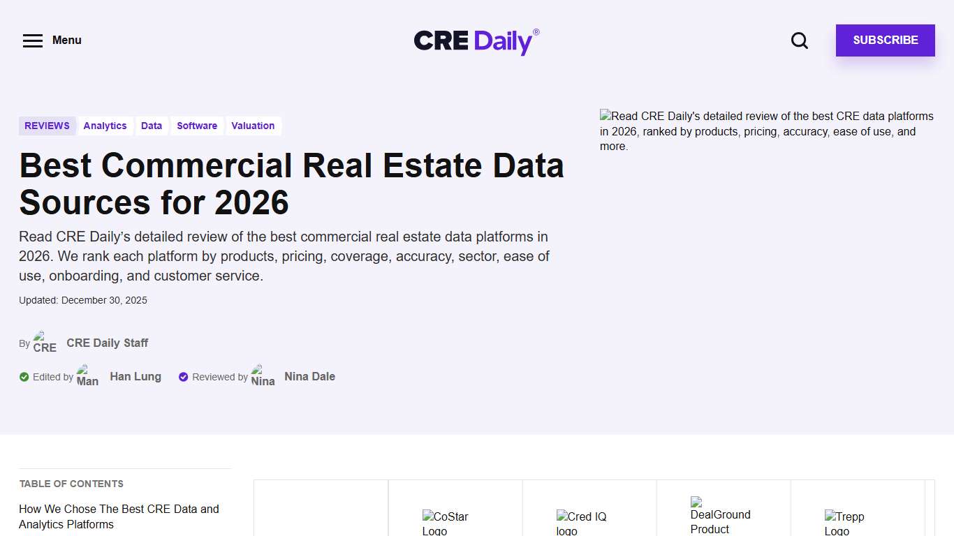 Best Commercial Real Estate Data Sources for 2026 - CRE Daily